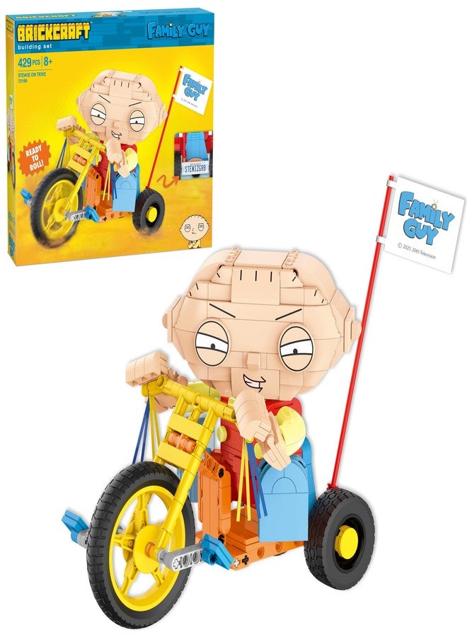 Brickcraft Family Guy Stewie on Trike Building Kit, 429 Piece Construction Set, Collectible Figure & TV Show Memorabilia Gift for Fans,Kids and Adult Builders Ages 8+ for Display on Desk Shelf or Room - Image 1